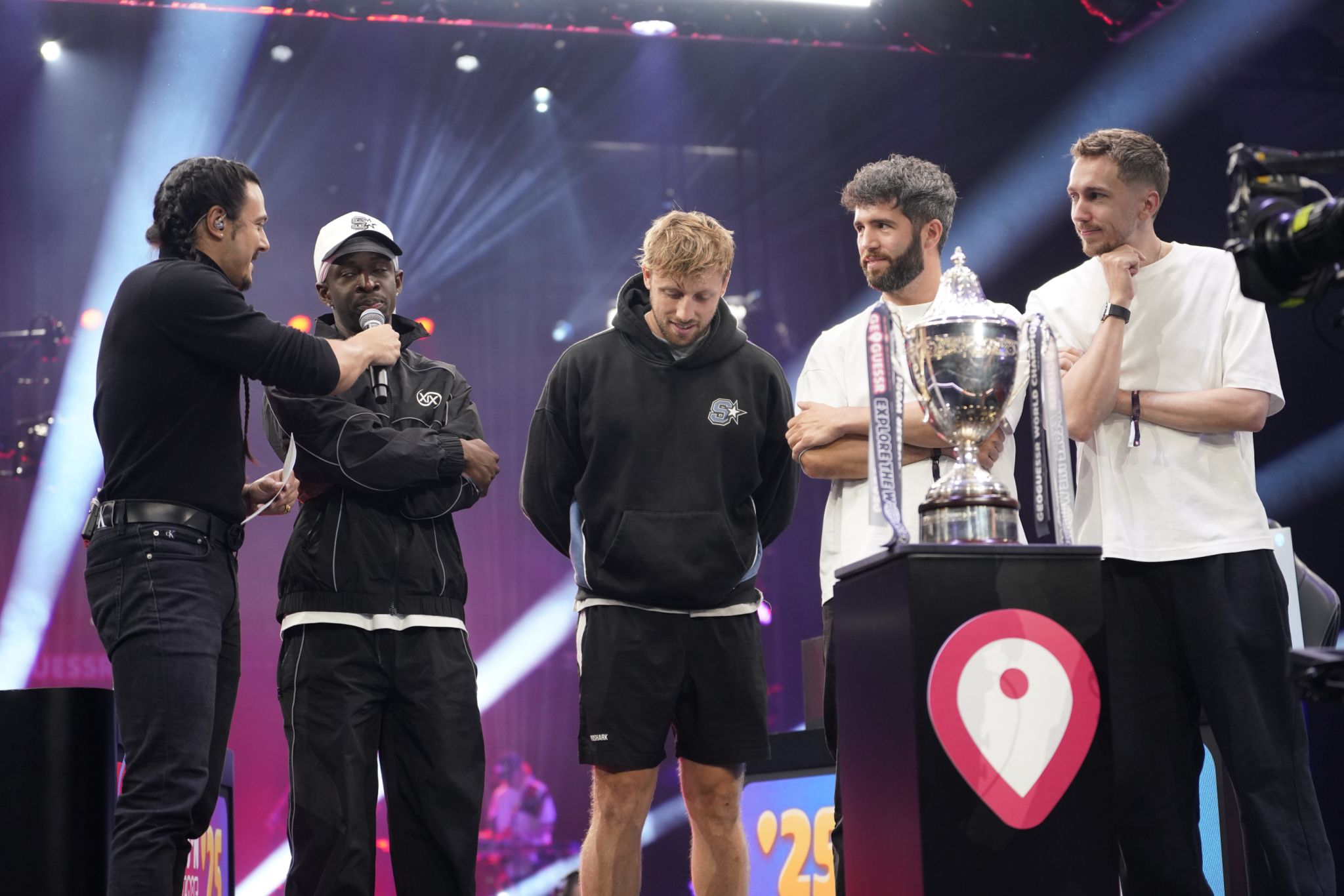 The Sidemen showmatch on the live stage at the GeoGuessr World Championship 2025